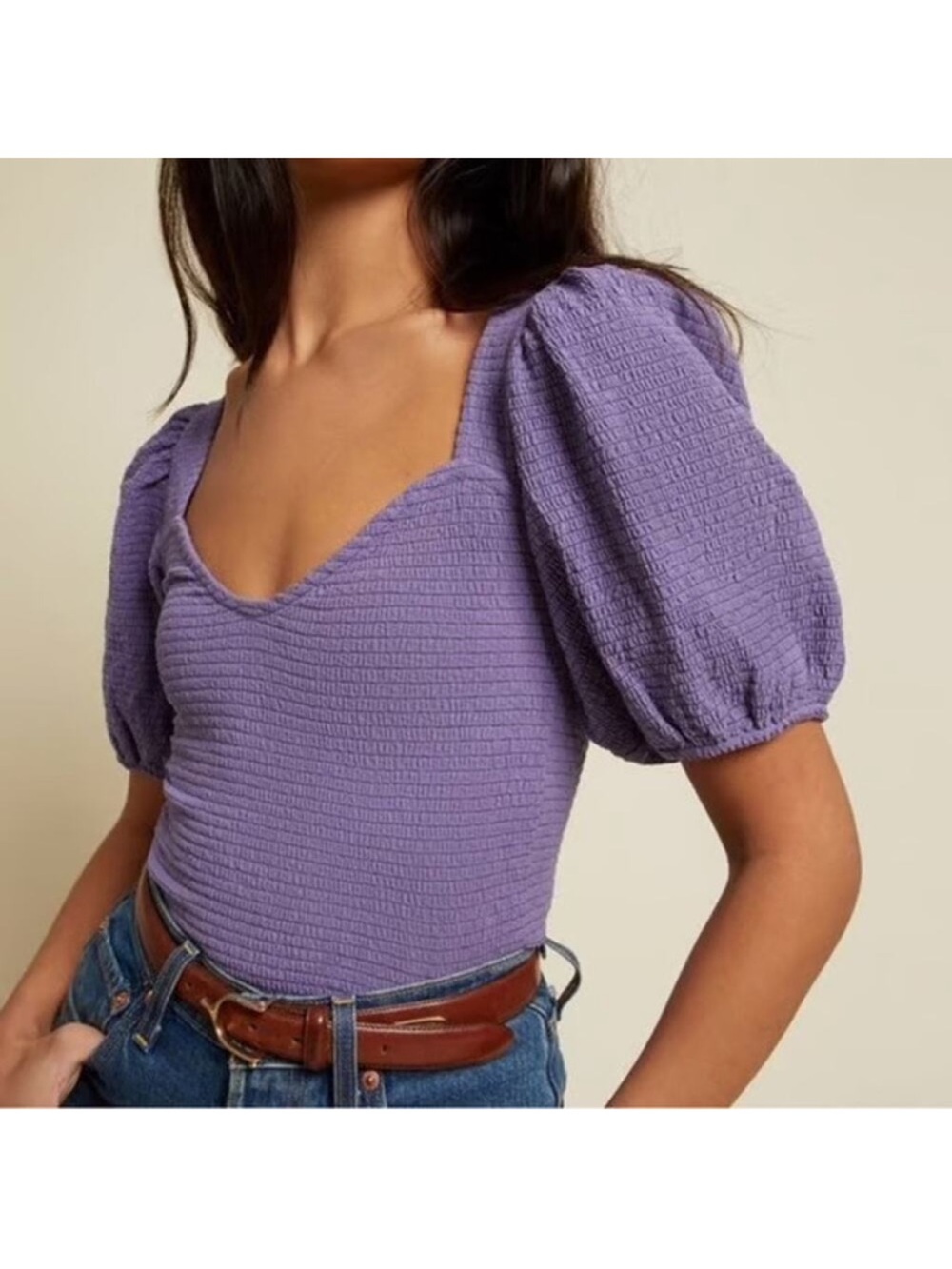 Nation LTD BIANCA Smocked Puff Sleeve Tee size M
